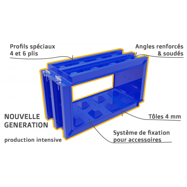 Moule pour bloc béton 120x60x60